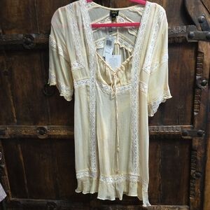 Silk Top with Lace and Ruffle Details